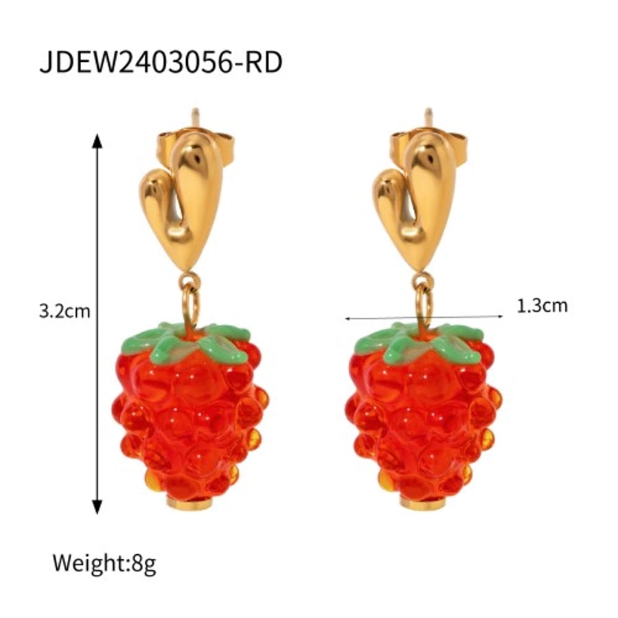 Flower Grape Resin Earrings [304 Stainless Steel, 18K Gold Plated]