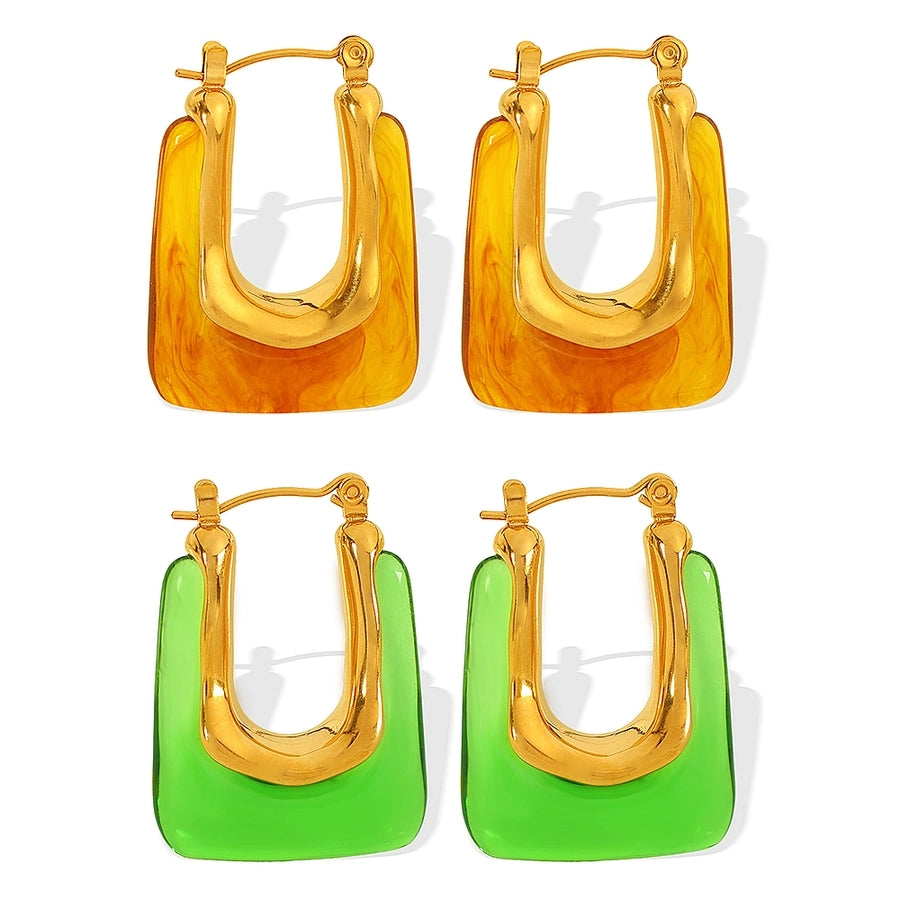 Vintage Resin Earrings [304 Stainless Steel,18K Gold Plated]