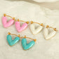 Heart Shape Polishing Enamel Earrings [304 Stainless Steel,18K Gold Plated]