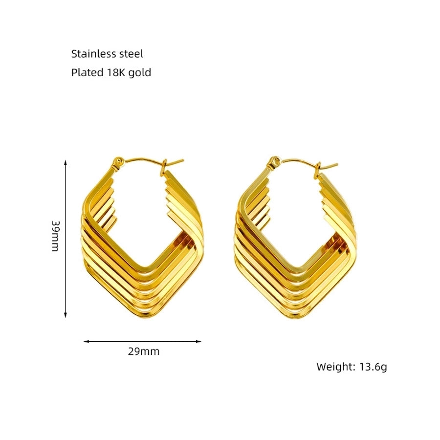 Geometric Solid Color  Hoop Earrings [304 Stainless Steel,18K Gold Plated]