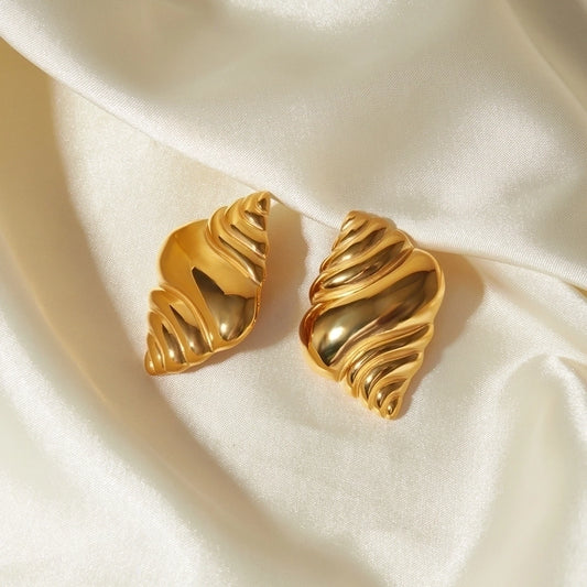 Conch Shell Earrings [304 Stainless Steel,18K Gold Plated]