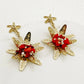 Flower Red Natural Stone Earrings [304 Stainless Steel,14K Gold Plated]