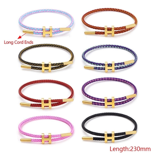 H Letter Wire Rope  Bracelets [304 Stainless Steel, 18K Gold Plated]