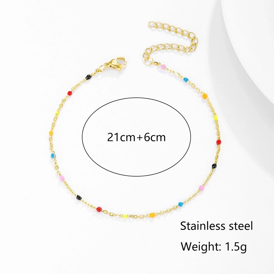 Colored Beads Anklet [Stainless Steel]