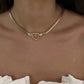 Hollow Heart Choker Necklace [304 Stainless Steel,18K Gold Plated]