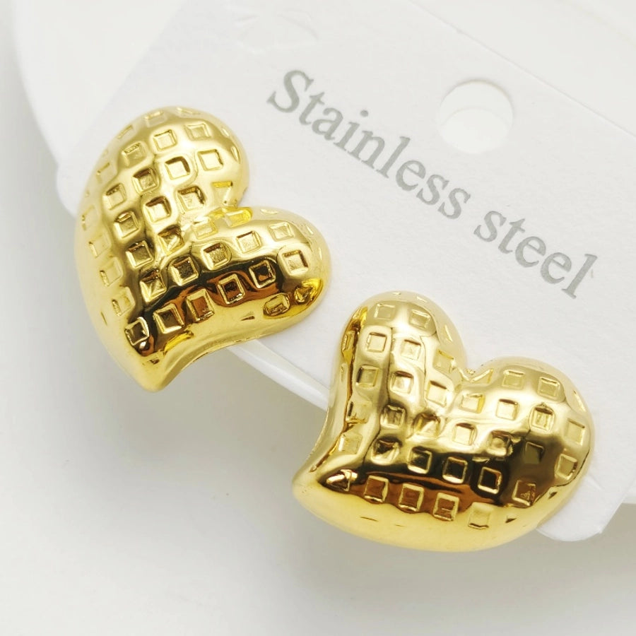 Heart Shape Earrings [304 Stainless Steel,18K Gold Plated]