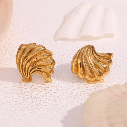 Marine Style Simple Style Sea Wave Ohrringe [304 Edelstahl, 18K Gold plattiert]