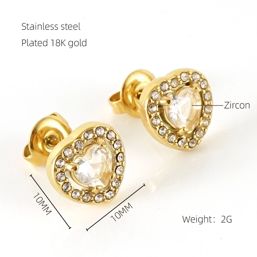 Glam Sun Water Droplets  Rhinestones Earrings [Stainless Steel,18K Gold Plated]