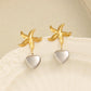 Starfish Heart Shape Drop Earrings [304,316 Stainless Steel,18K Gold Plated]