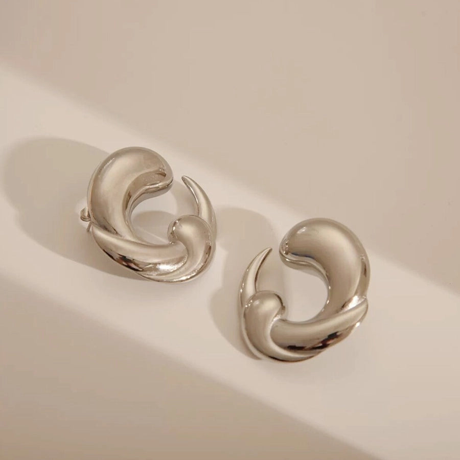 C Shape Tornado Earrings [304 Stainless Steel,18K Gold Plated]