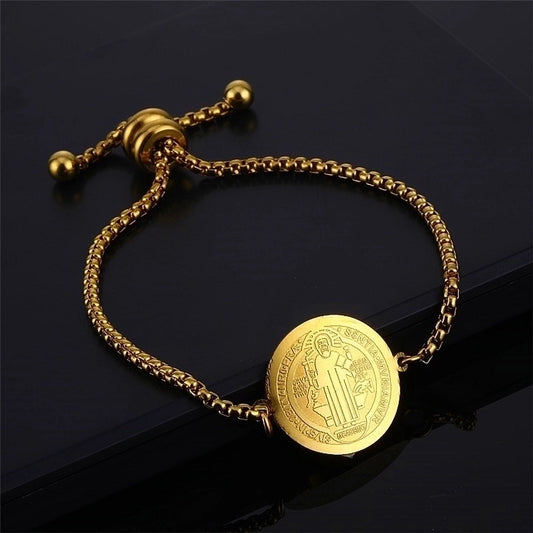 Pulseira de religião [304 aço inoxidável, peito de ouro de 18k]