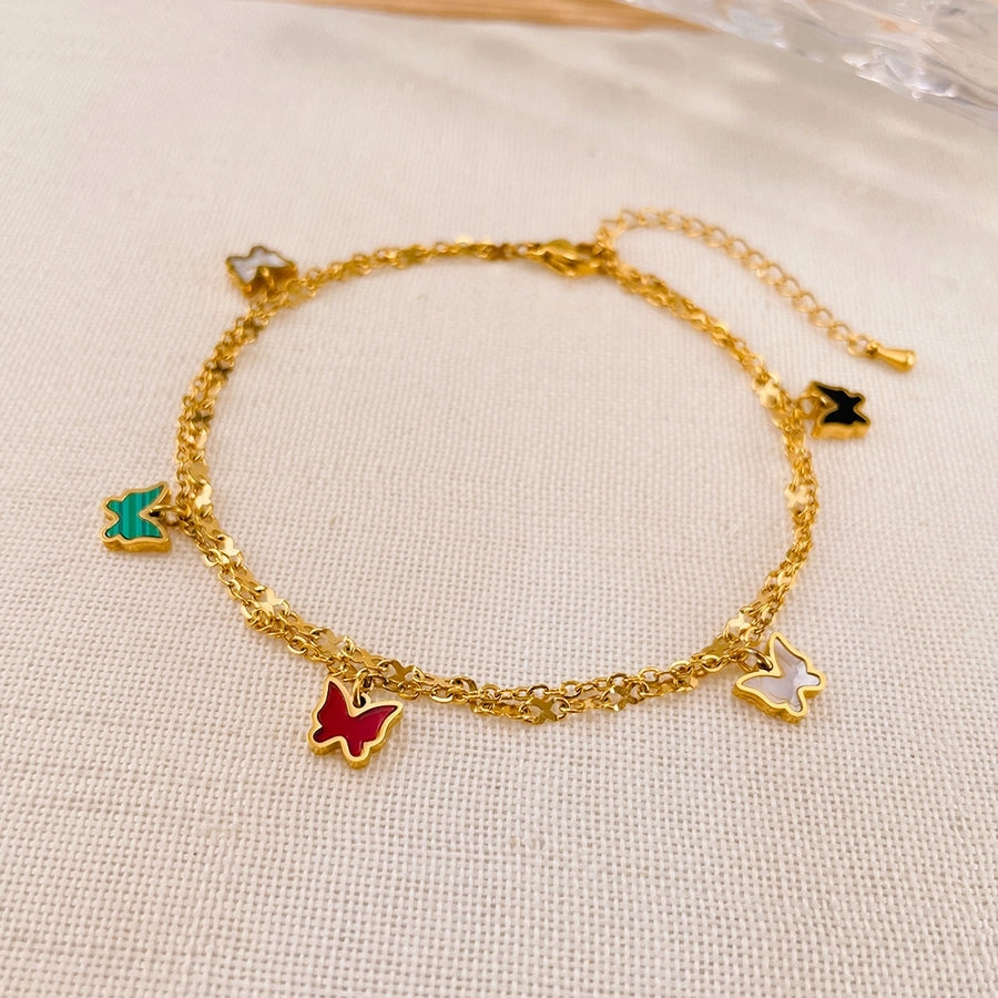 Butterfly Pearl Shell Anklet [304 Stal nierdzewna]