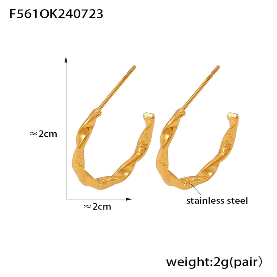 Twist Hoop Earrings [304 Stainless Steel,18K Gold Plated]