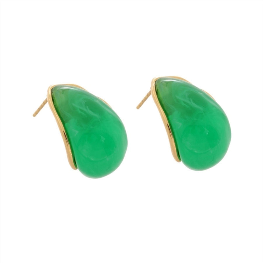 Vintage Style Water Droplets Resin Earrings [304 Stainless Steel,18K Gold Plated]