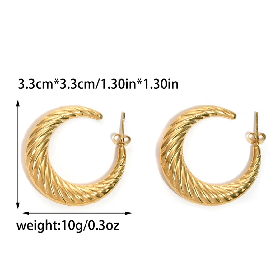 C Shape Moon Twist Placing Boucles d'oreilles [304 en acier inoxydable, 14 carats en or]