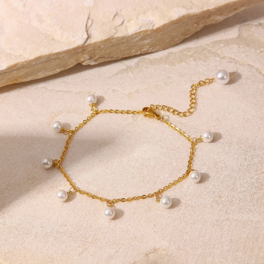 Anklet perle perle [acciaio inossidabile, oro 18K placcato]