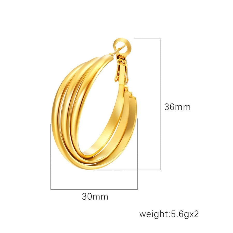 Layered Hoop Earrings [304 Stainless Steel,18K Gold Plated]