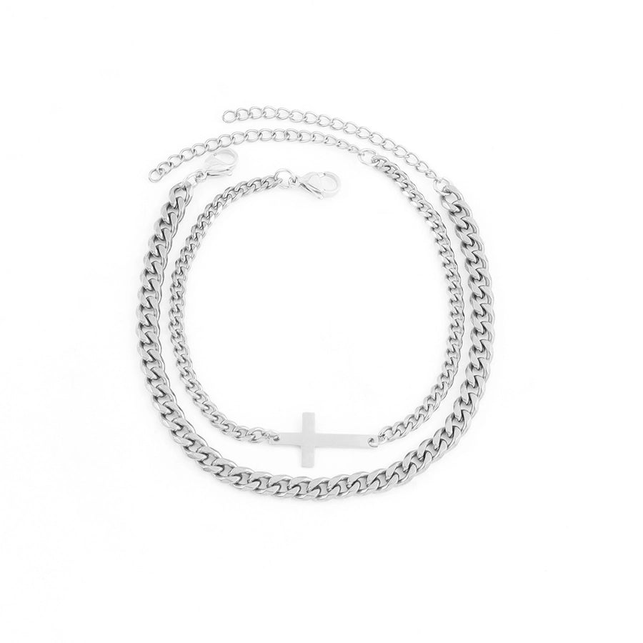 Two Cross Bracelet Chain Set [201,304 Stainless Steel]