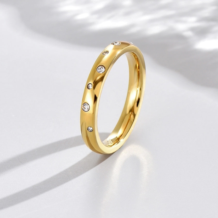 Circle Artificial Diamond Ring [304 Stainless Steel 14K Gold Plated]