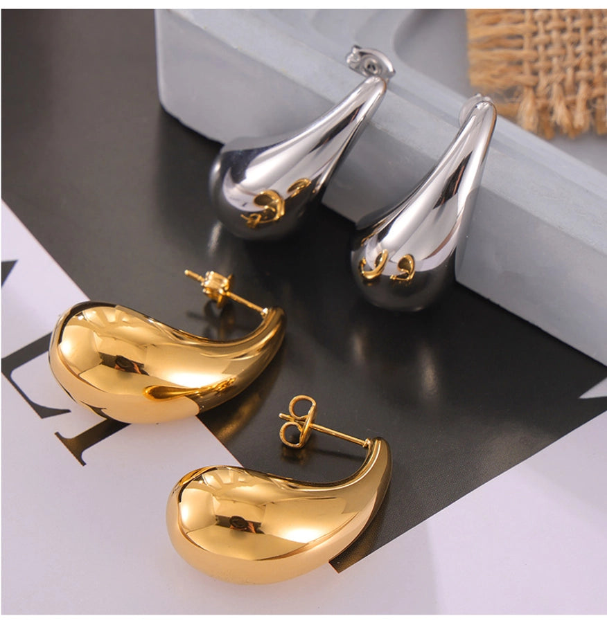 Water Droplets Earrings [304 Stainless Steel,18K Gold Plated]