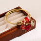 Heart Shape Rhinestones Bangle Bracelet [304 Stainless Steel, Alloy