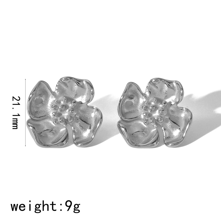 Mix Designs Flower Petal Drop Earrings [304 Stainless Steel]