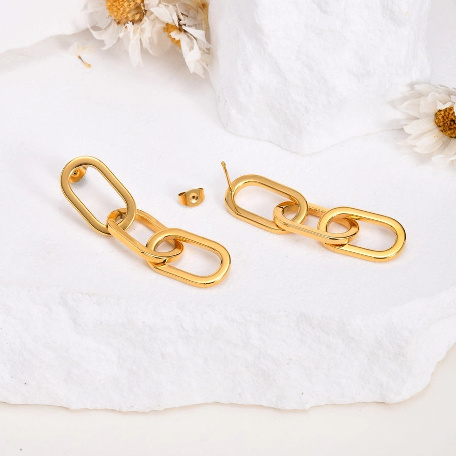 Asymmetrical Chain Earrings [201 Stainless Steel,18K Gold Plated]