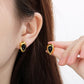 Black Stone Water Droplets Earrings [304 Stainless Steel, 18K Gold Plated]