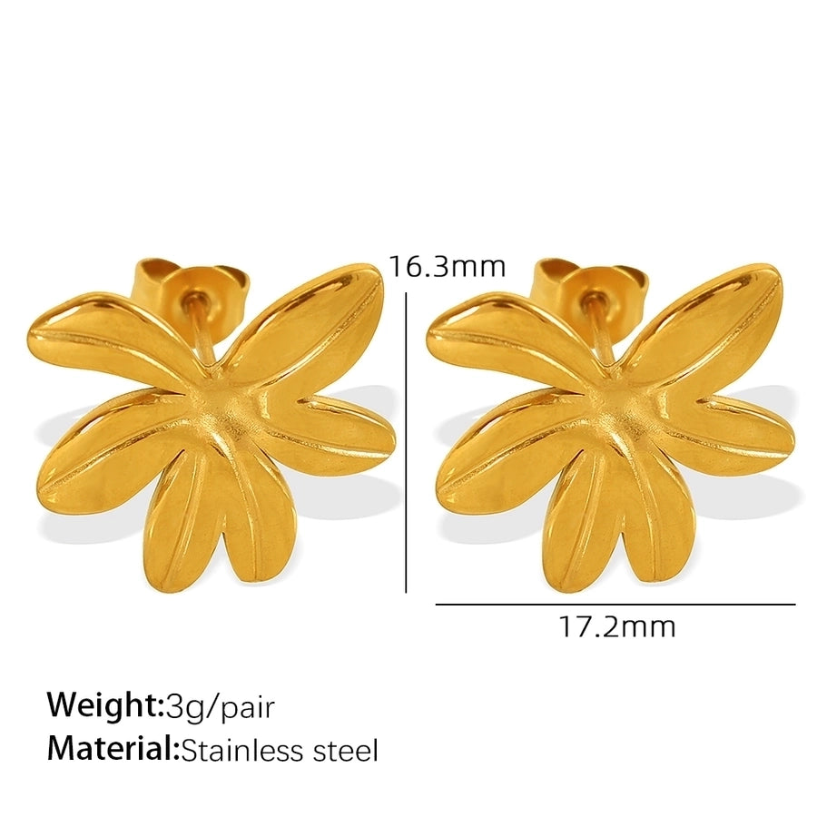 Flower Earrings [304 Stainless Steel,18K Gold Plated]