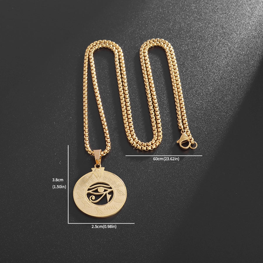 Retro Solid Color Eye Pendant Necklace  [304 Stainless Steel]