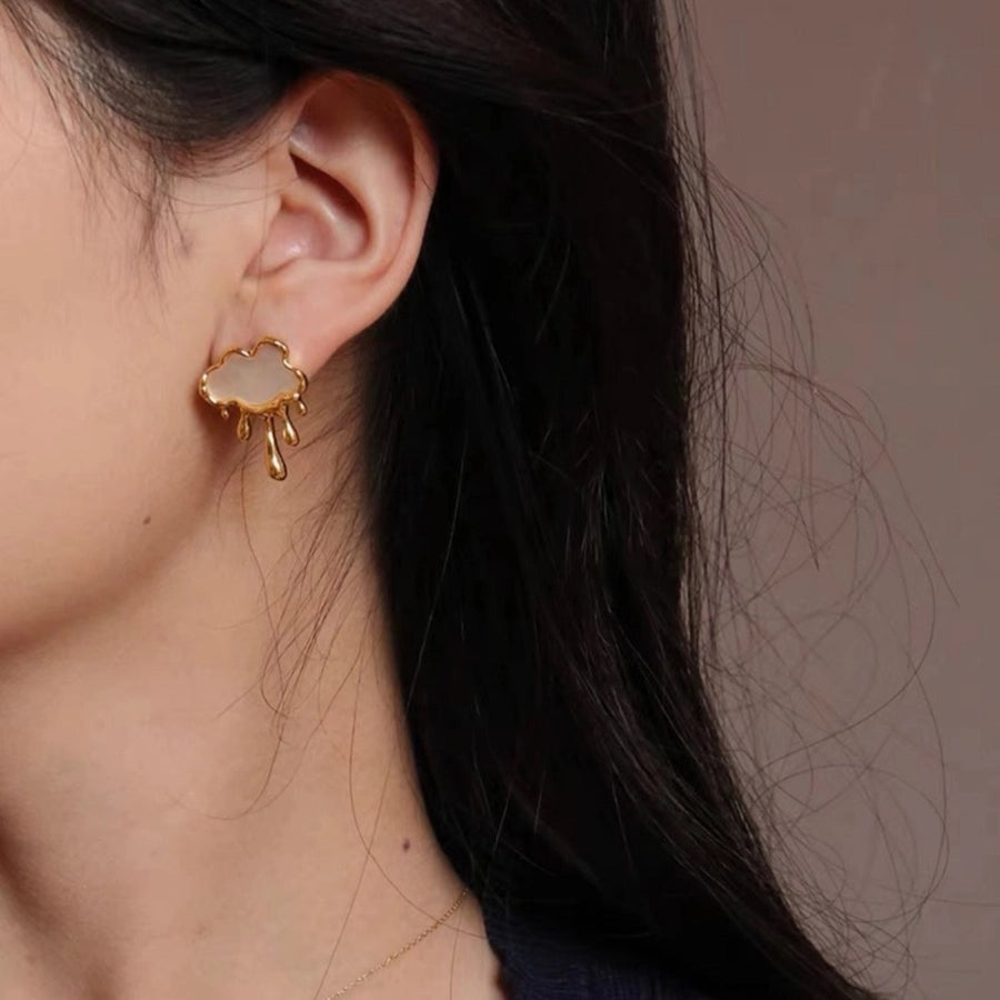 Clouds Shell Earrings [304 Stainless Steel, 18K Gold Plated]