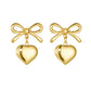 Heart Shape Bow Knot Earrings [304 Stainless Steel,18K Gold Plated]