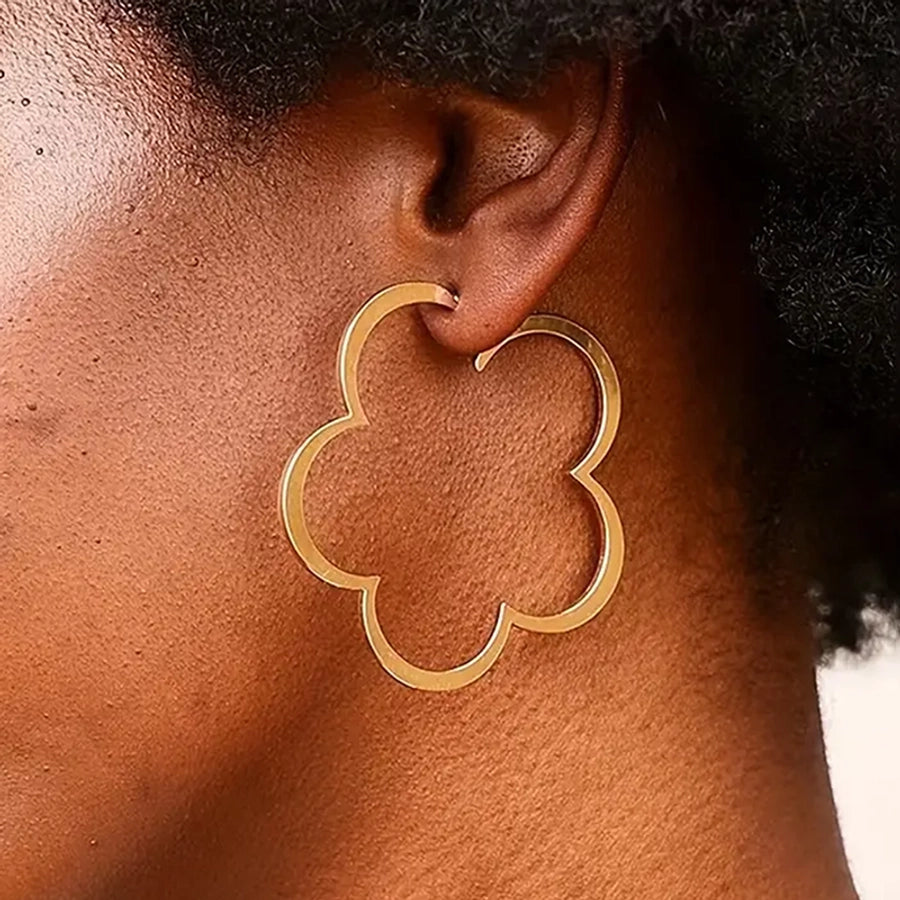 Four Leaf Clover Flower Earrings [304 Stainless Steel,18K Gold Plated]