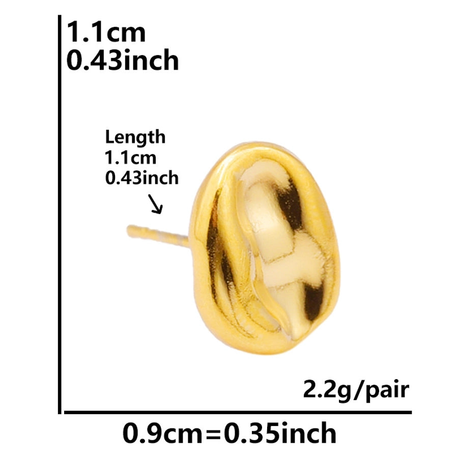 Round Plating Ear Studs [304 Stainless Steel,18K Gold Plated]