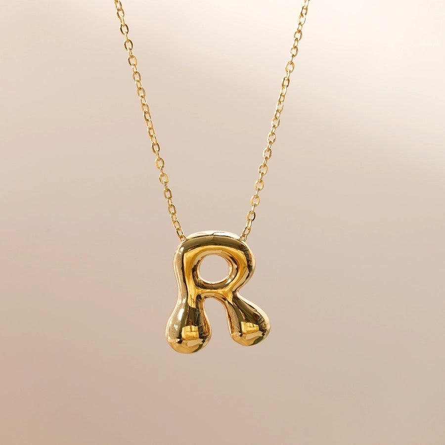 Letter Chain Pendant Necklace [304 Stainless Steel,18K Gold Plated]