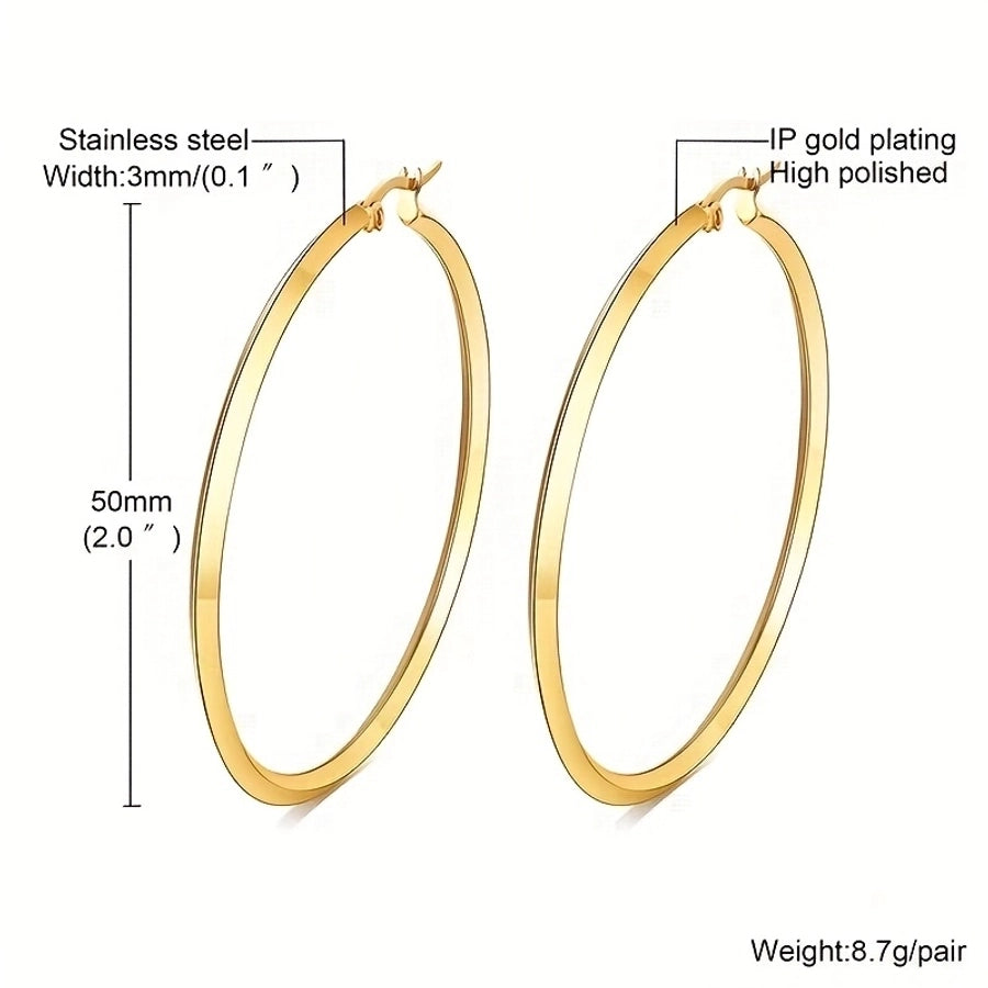 Thin Round Hoop Earrings [304 Stainless Steel,18K Gold Plated]