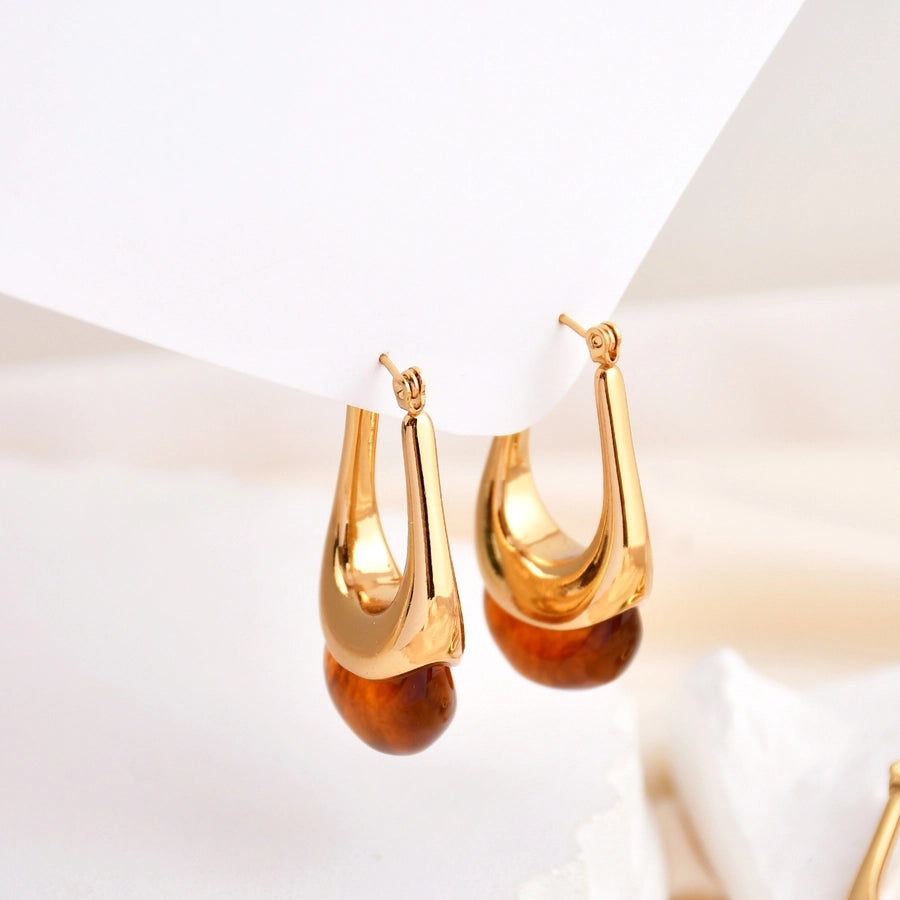 Water Droplets Earrings [304 Stainless Steel,18K Gold Plated]