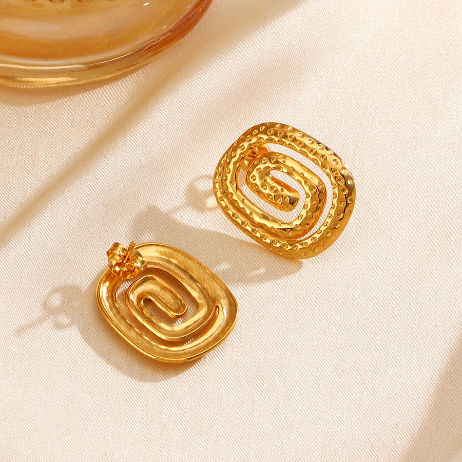 Spiral Plating Earrings [304 Stainless Steel, 18K Gold Plated]