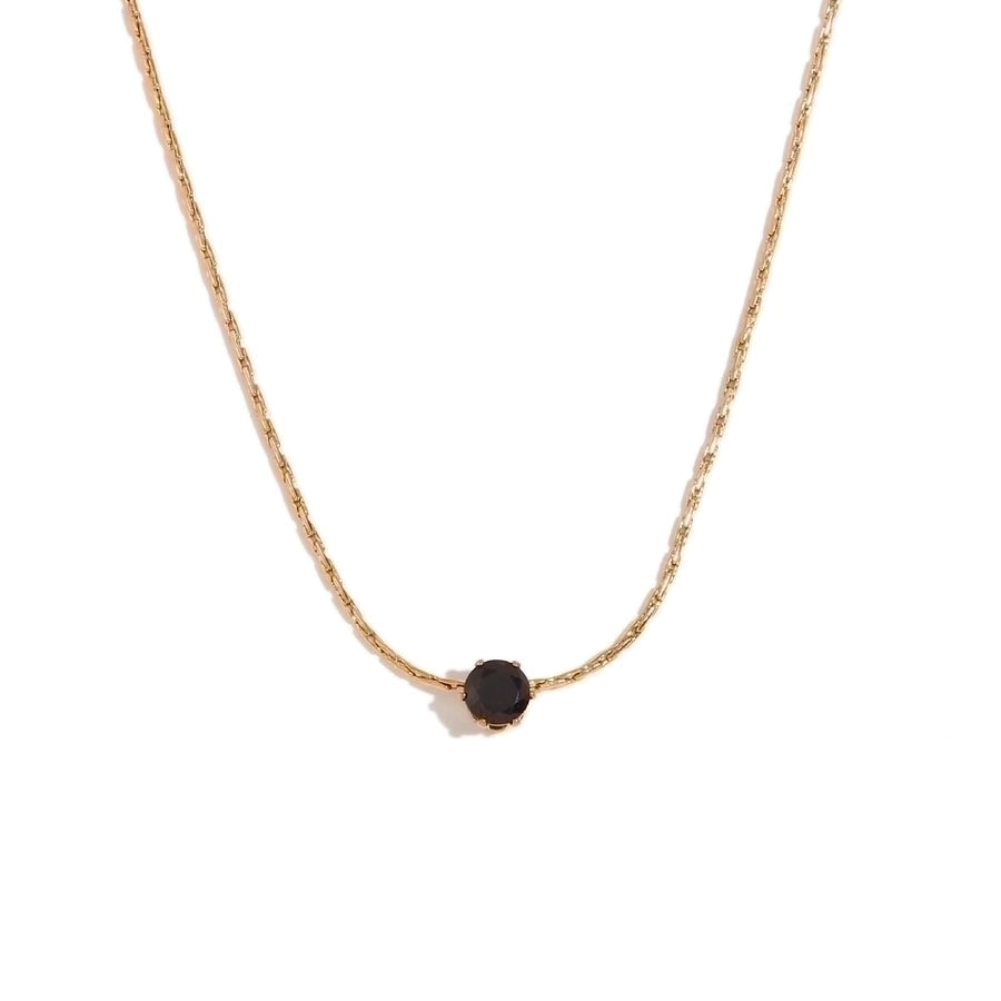 Round Zircon Necklace [304 Stainless Steel,18K Gold Plated]