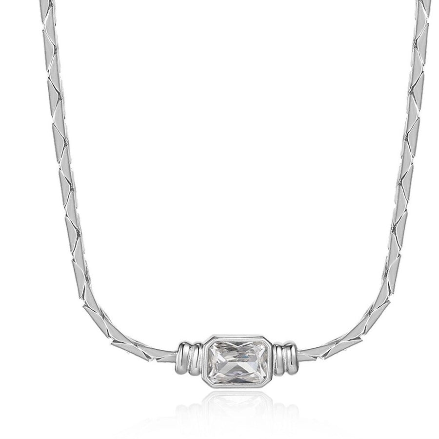 Bracelet de zircon en verre en or / collier [201,304 en acier inoxydable]