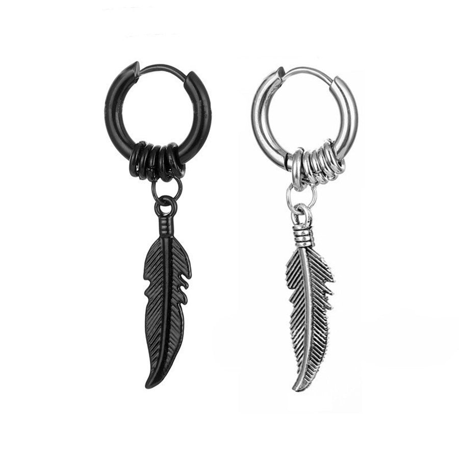 Feather Earrings 1 Piece [Stainless Steel]