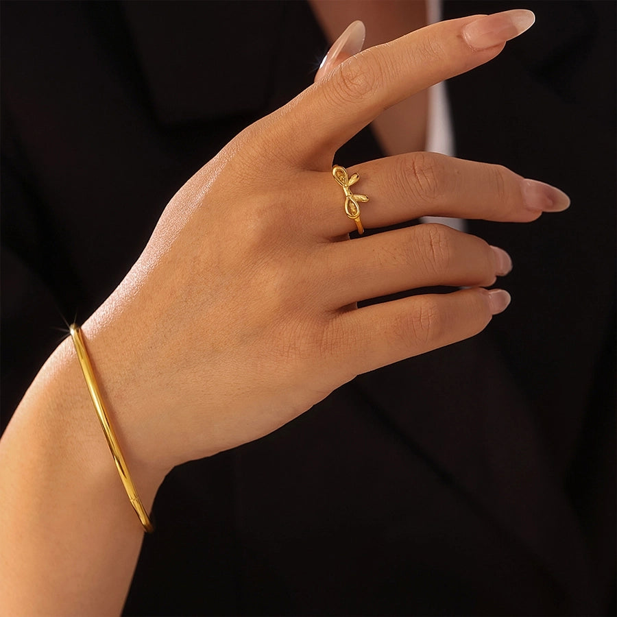 Elegant Bow Knot Ring/Bracelet [304 Stainless Steel, 18K Gold Plated]