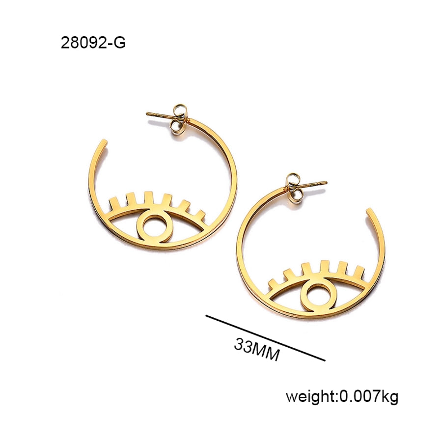 C Shape Eye Earrings [304 Stainless Steel,18K Gold Plated]