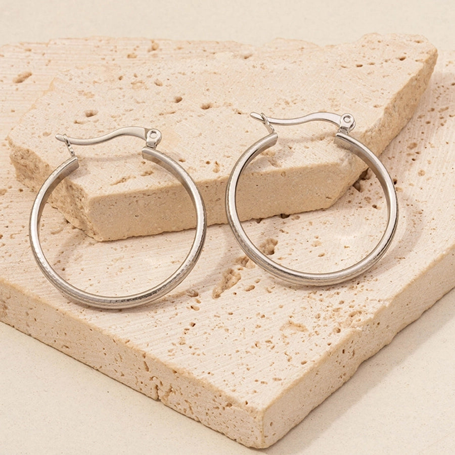 U Shape Circle Hoop Earrings [304 Stainless Steel,18K Gold Plated]