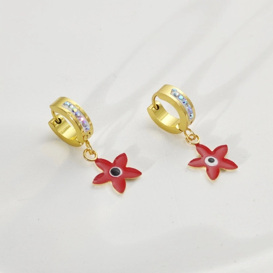 Star Moon Eye Earrings [304 Stainless Steel,18K Gold Plated]