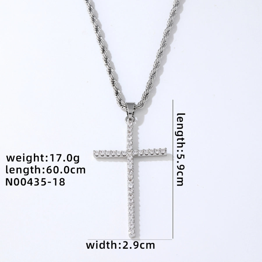 Rhinestone Zircon Cross [304 rustfritt stål, kobber]