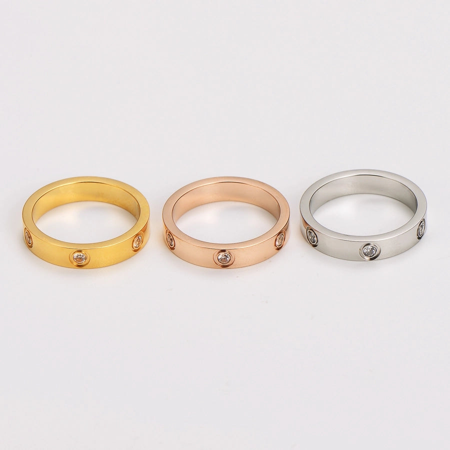 Love Band Zircon Ring [304 Stainless Steel, 18K Gold Plated]