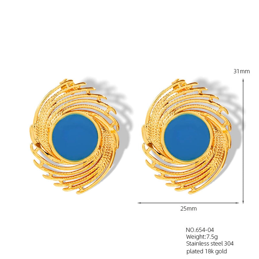 Colored Enamel Earrings [304 Stainless Steel,18K Gold Plated]