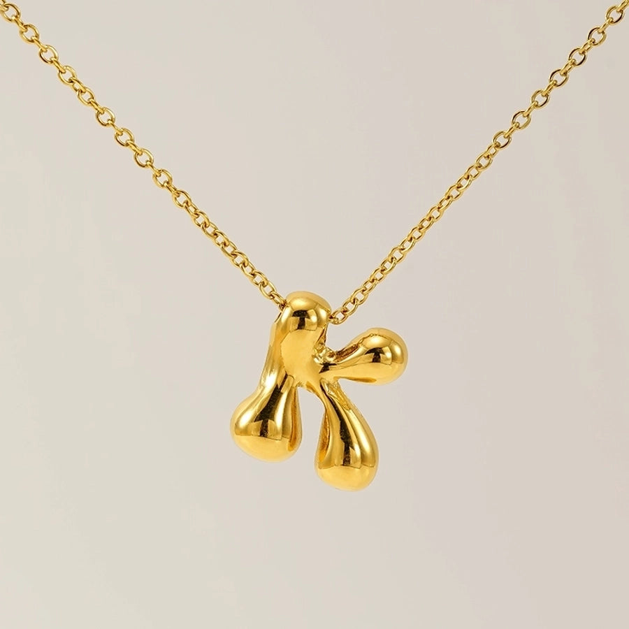 Letter Pendant Necklace [304 Stainless Steel,18K Gold Plated]