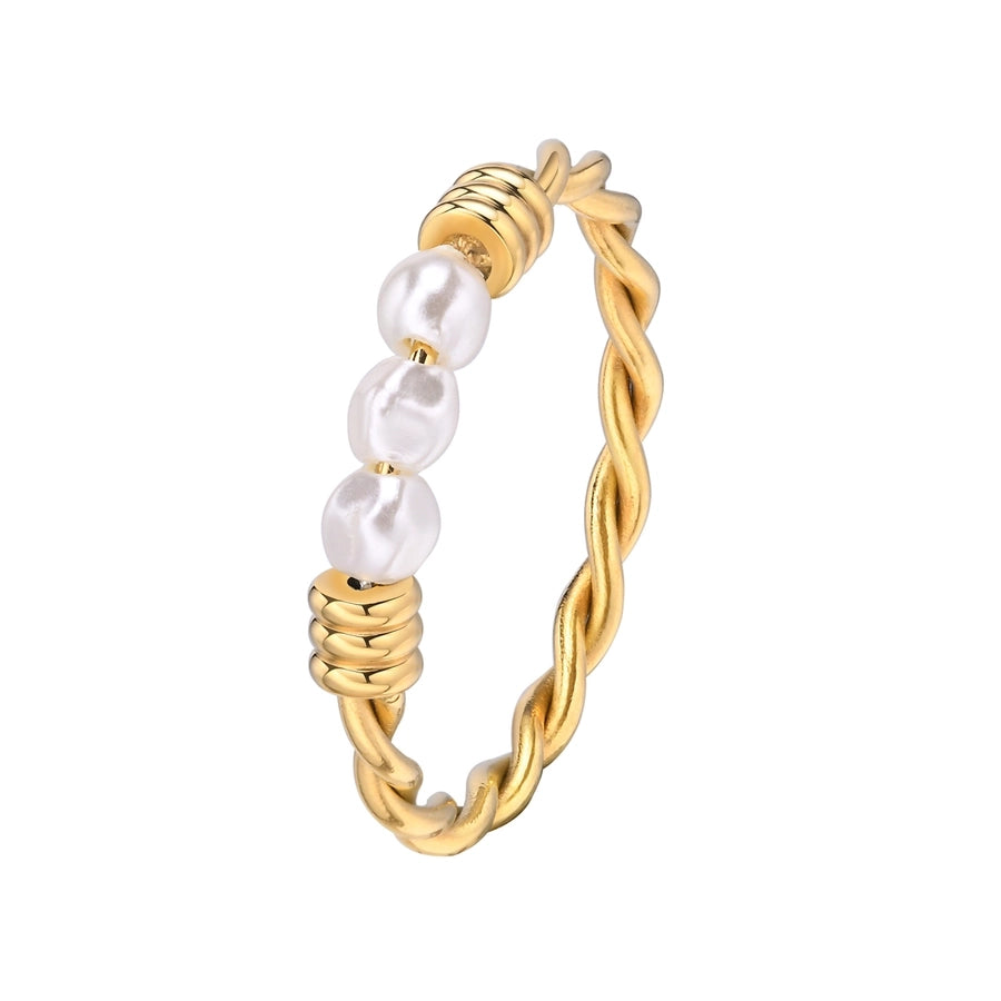 Artificial Pearl Ring [304 Stainless Steel]